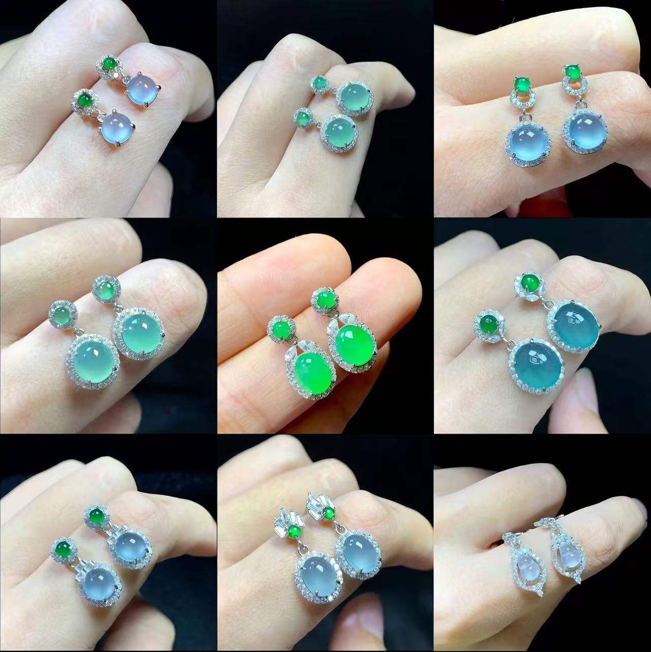 Exquisite S925 silver jade earrings