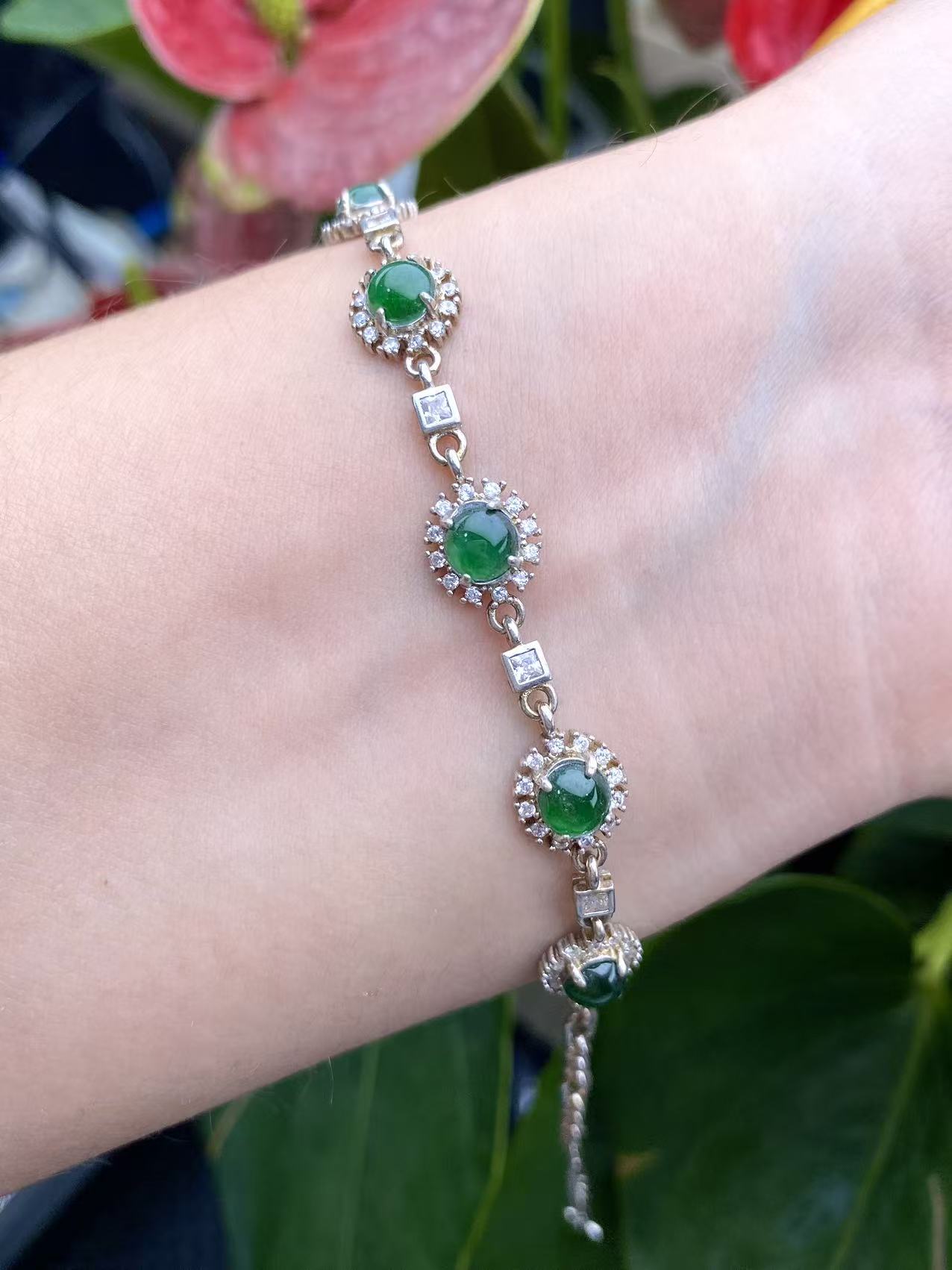 Exquisite S925 Silver Jade Hand Chain