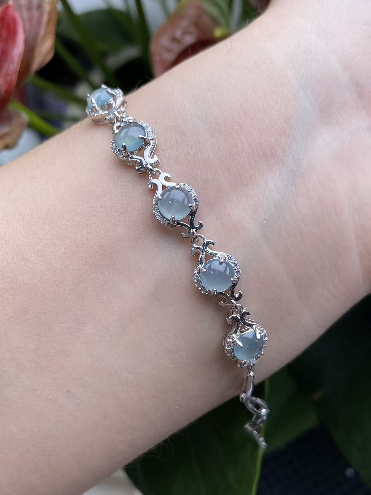 Exquisite S925 Silver Jade Hand Chain