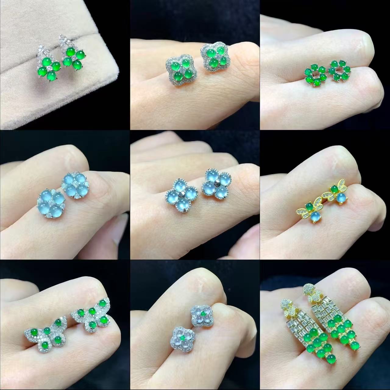 Exquisite S925 silver jade earrings