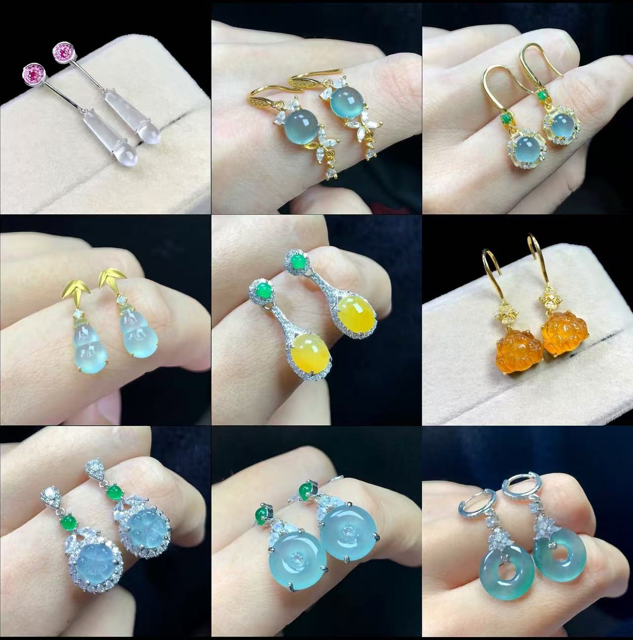 Exquisite S925 silver jade earrings